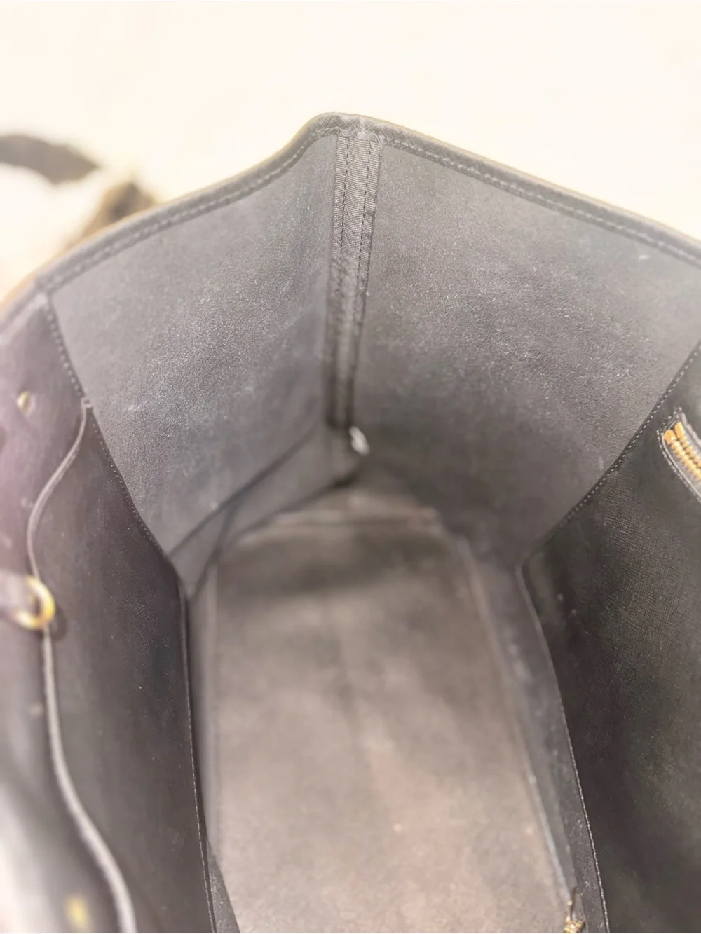 Michael Kors Black Leather Tote with Gold Logo and Hardware